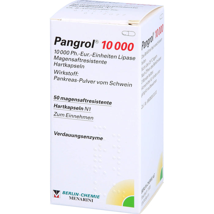 Pangrol 10 000, 10 000 Ph.-Eur.-Einheiten Lipase Magensaftresistente Hartkapseln, 50 St. Kapseln