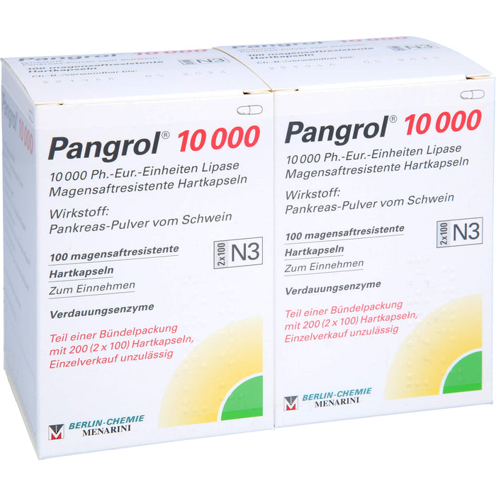 Pangrol 10 000, 10 000 Ph.-Eur.-Einheiten Lipase Magensaftresistente Hartkapseln, 200 St. Kapseln