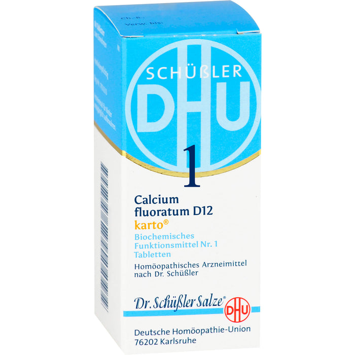 DHU Schüßler-Salz Nr. 1 Calcium fluoratum D12 – Das Mineralsalz des Bindegewebes, der Gelenke und Haut – das Original – umweltfreundlich im Arzneiglas, 200 St. Tabletten