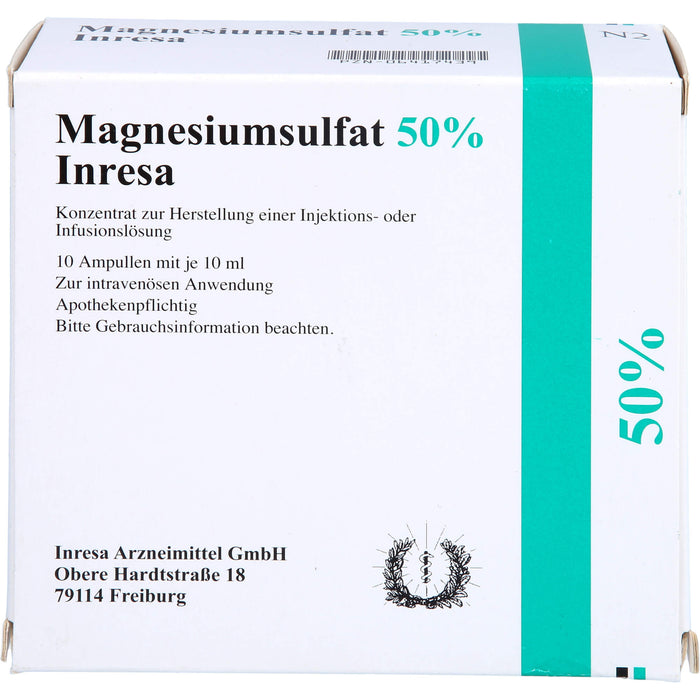 Magnesiumsulfat 50 % Inresa Konzentrat zur Herstellung einer Injektions- oder Infusionslösung, 10X10 ml KII