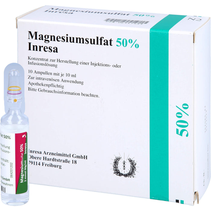 Magnesiumsulfat 50 % Inresa Konzentrat zur Herstellung einer Injektions- oder Infusionslösung, 10X10 ml KII