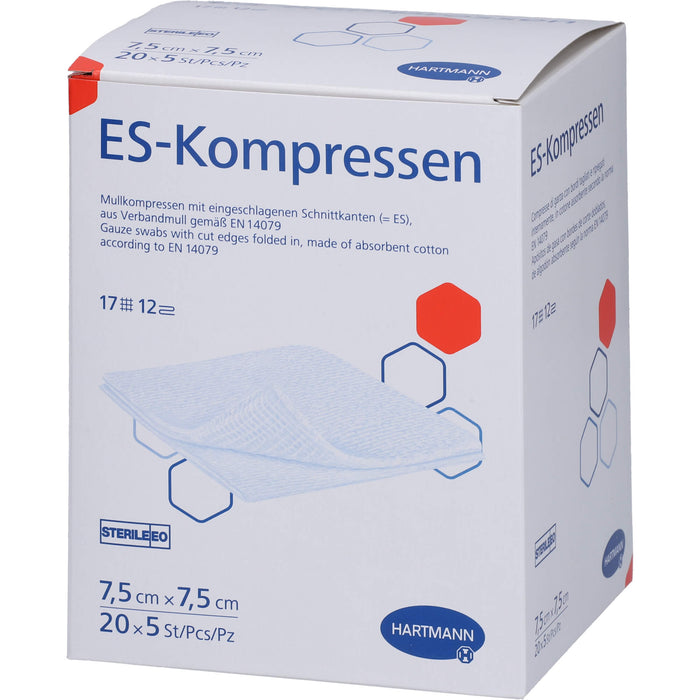 ES-Kompressen steril 7,5x7,5cm Großpackung 12fach, 20X5 St KOM