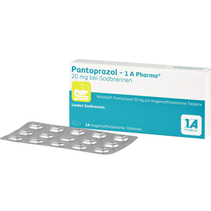 Pantoprazol - 1 A Pharma 20 mg Tabletten bei Sodbrennen, 14 pcs. Tablets