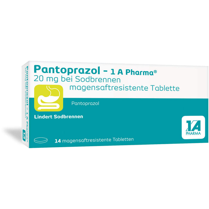 Pantoprazol - 1 A Pharma 20 mg Tabletten bei Sodbrennen, 14 pcs. Tablets