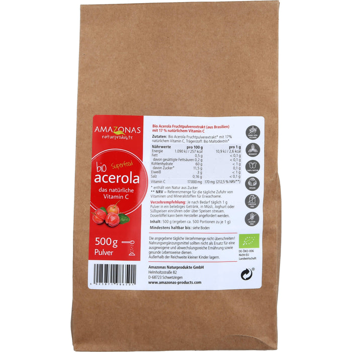 AMAZONAS Acerola Pulver bio, 500 g Pulver