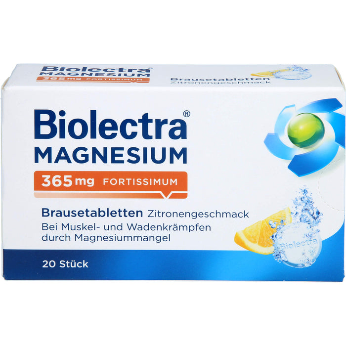 Biolectra Magnesium 365 mg fortissimum Brausetabletten Zitronengeschmack, 20 pc Tablettes