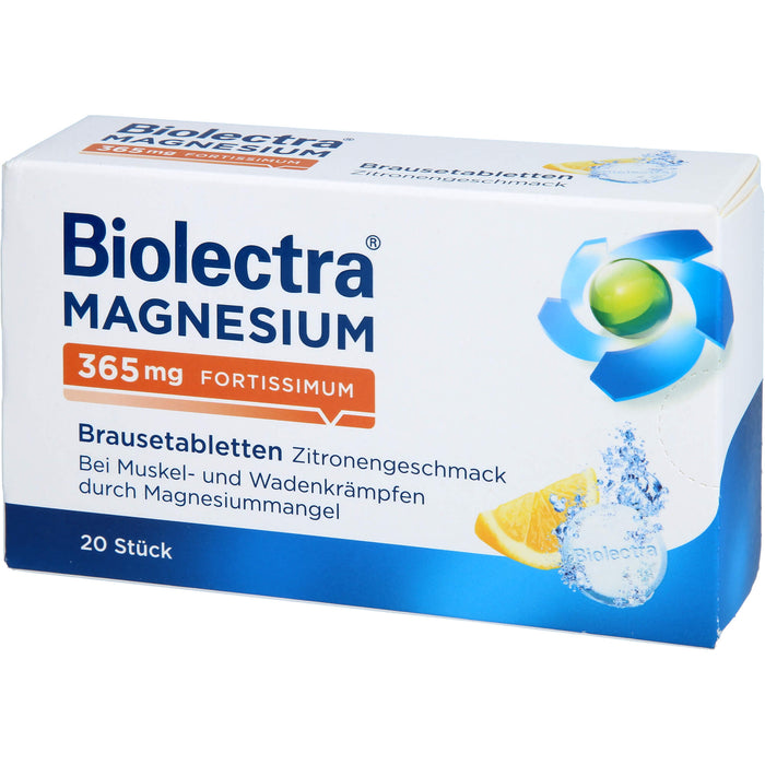 Biolectra Magnesium 365 mg fortissimum Brausetabletten Zitronengeschmack, 20 pc Tablettes