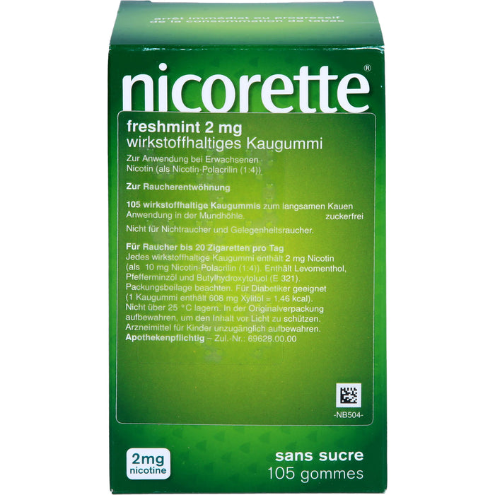 nicorette Kaugummi freshmint 2 mg Reimport Kohlpharma, 105 pcs. Chewing gum