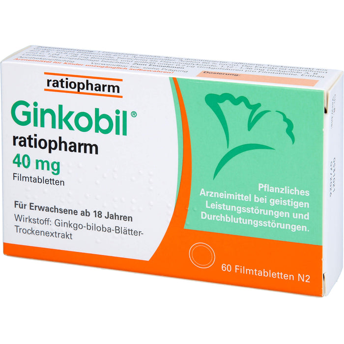 Ginkobil ratiopharm 40 mg Filmtabletten, 60 pc Tablettes