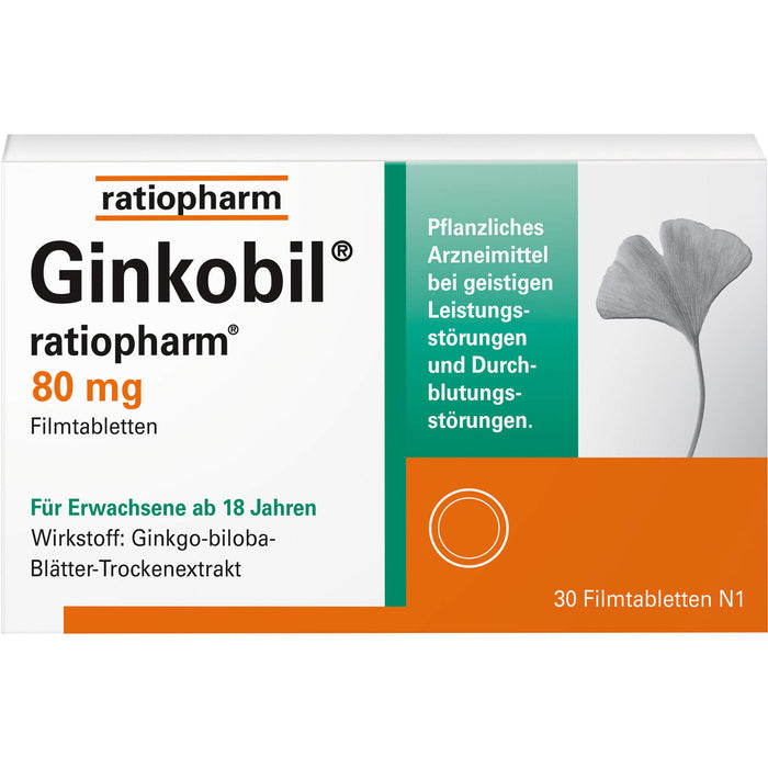 Ginkobil ratiopharm 80 mg Filmtabletten, 30 pcs. Tablets