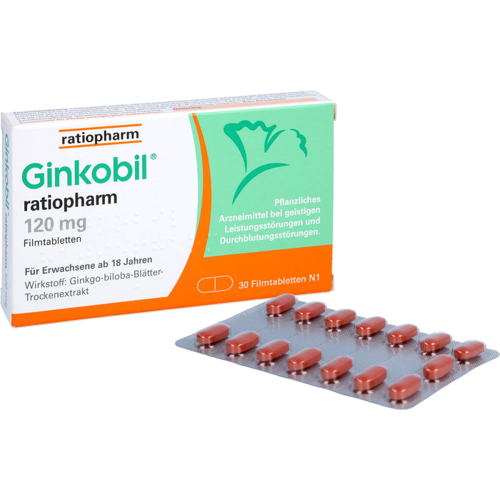 Ginkobil ratiopharm 120 mg Filmtabletten, 30 pcs. Tablets