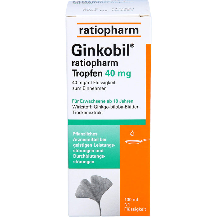 Ginkobil ratiopharm Tropfen 40 mg, 100 ml TRO