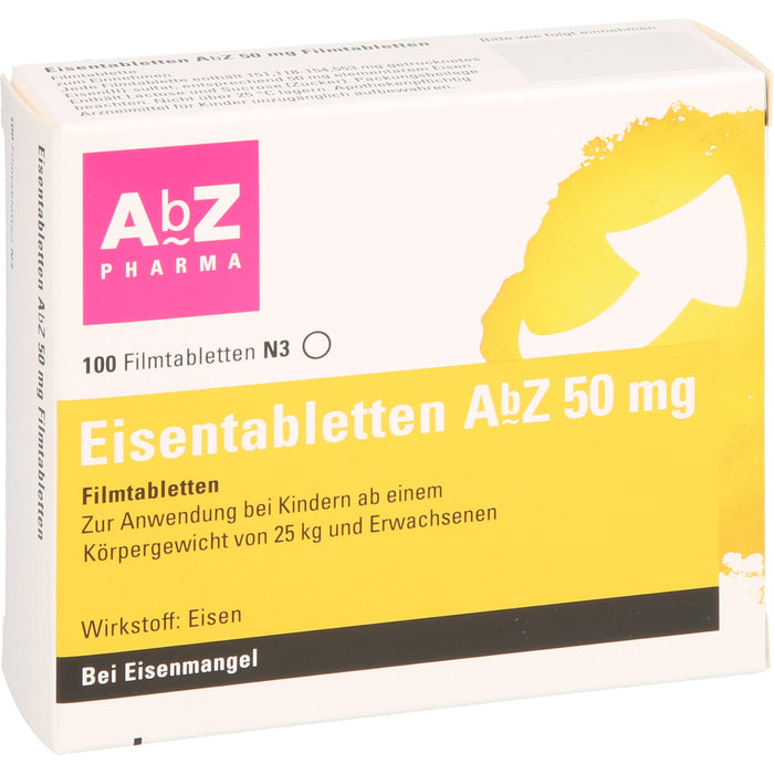 Eisentabletten AbZ 50 mg Filmtabletten bei Eisenmangel, 100 pcs. Tablets