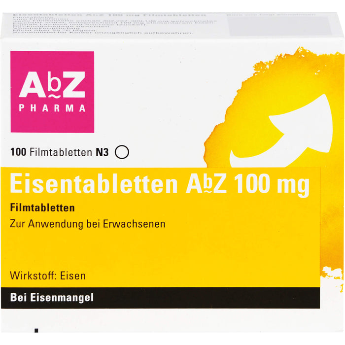 Eisentabletten AbZ 100 mg Filmtabletten bei Eisenmangel, 100 pc Tablettes