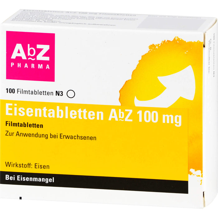 Eisentabletten AbZ 100 mg Filmtabletten bei Eisenmangel, 100 pcs. Tablets