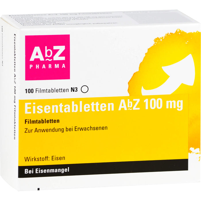 Eisentabletten AbZ 100 mg Filmtabletten bei Eisenmangel, 100 pc Tablettes