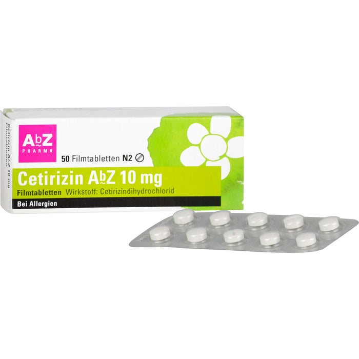 Cetirizin AbZ 10 mg Filmtabletten bei Allergien, 50 pcs. Tablets