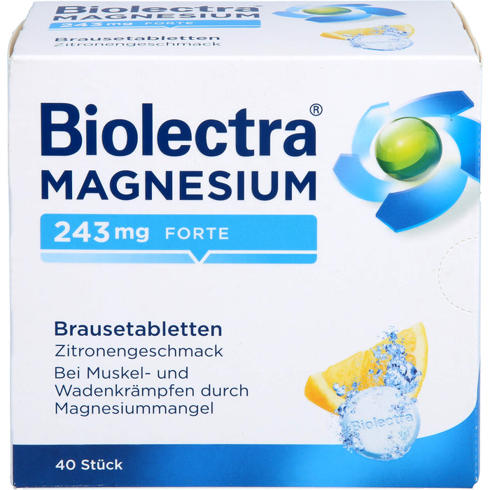 Biolectra Magnesium 243 mg forte Brausetabletten Zitronengeschmack, 40 pcs. Tablets