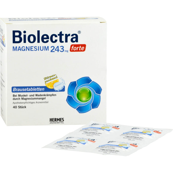 Biolectra Magnesium 243 mg forte Brausetabletten Zitronengeschmack, 40 pcs. Tablets