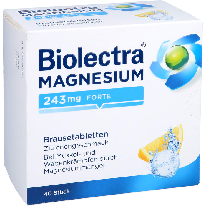 Biolectra Magnesium 243 mg forte Brausetabletten Zitronengeschmack, 40 pcs. Tablets