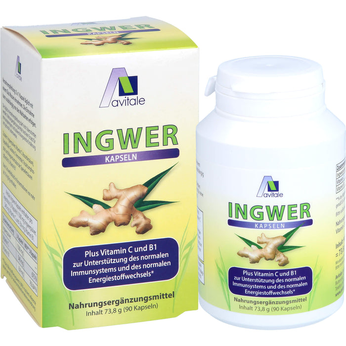 Avitale Ingwer Plus Vitamin C und B1 Kapseln, 90 pc Capsules