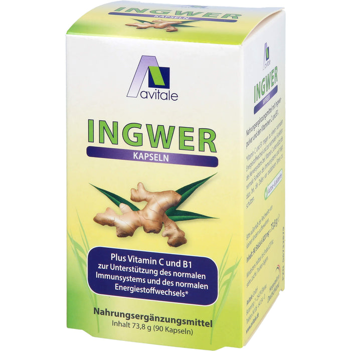 Avitale Ingwer Plus Vitamin C und B1 Kapseln, 90 pc Capsules