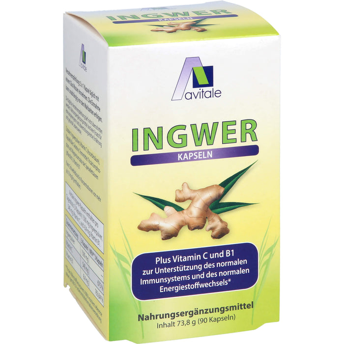 Avitale Ingwer Plus Vitamin C und B1 Kapseln, 90 pc Capsules