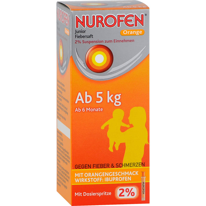 Nurofen Junior Fiebersaft Orange ab 3 Monaten 20 mg/ml, 100 ml Lösung