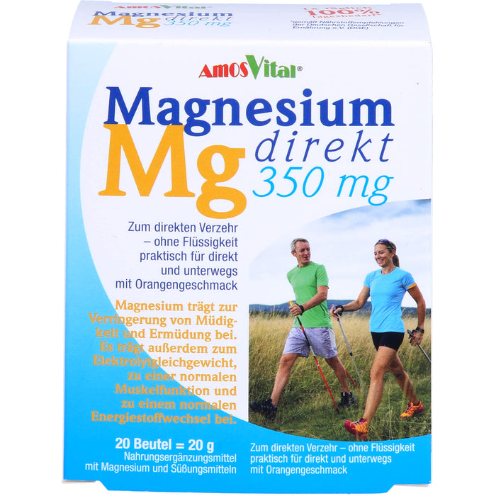 AmosVital Magnesium direkt 350 mg Granulat mit Orangengeschmack, 20 pcs. Sachets