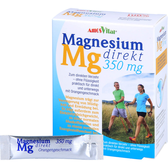 AmosVital Magnesium direkt 350 mg Granulat mit Orangengeschmack, 20 St. Beutel