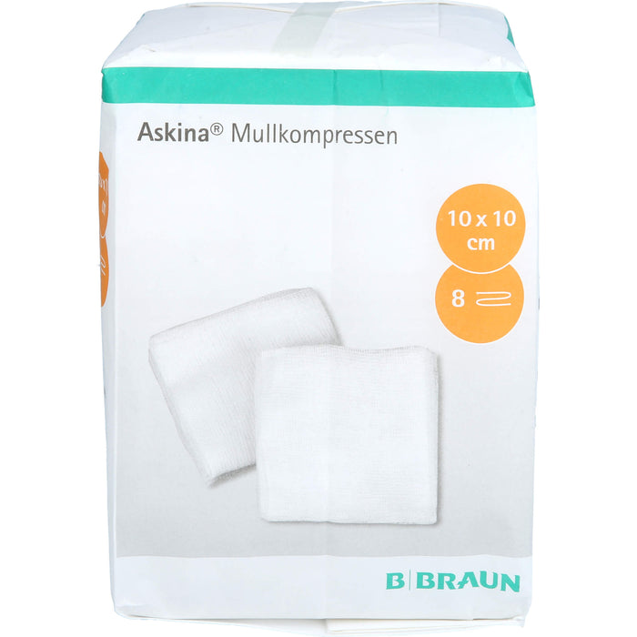 ASKINA MULLKOMPRESSEN 10X10CM UNSTERIL 8 FACH, 100 St. Kompressen