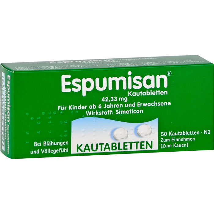 Espumisan Kautabletten bei Blähungen und Völlegefühl, 50 pc Tablettes