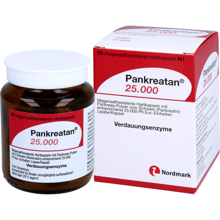 Nordmark Pankreatan 25.000 Hartkapseln Verdauungsenzyme, 50 pc Capsules