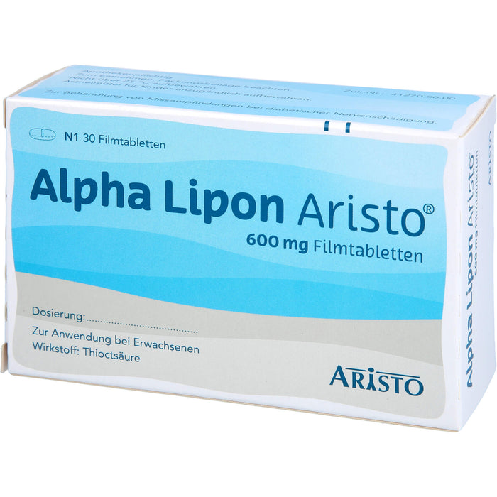 Aristo Alpha Lipon 600 mg Filmtabletten bei Missempfindungen bei Polyneuropathie, 30 pcs. Tablets