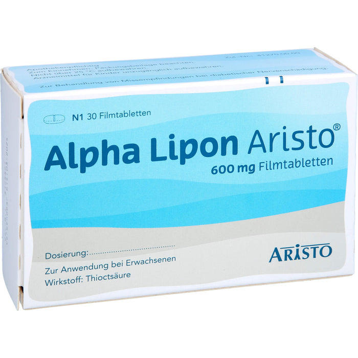 Aristo Alpha Lipon 600 mg Filmtabletten bei Missempfindungen bei Polyneuropathie, 30 St. Tabletten