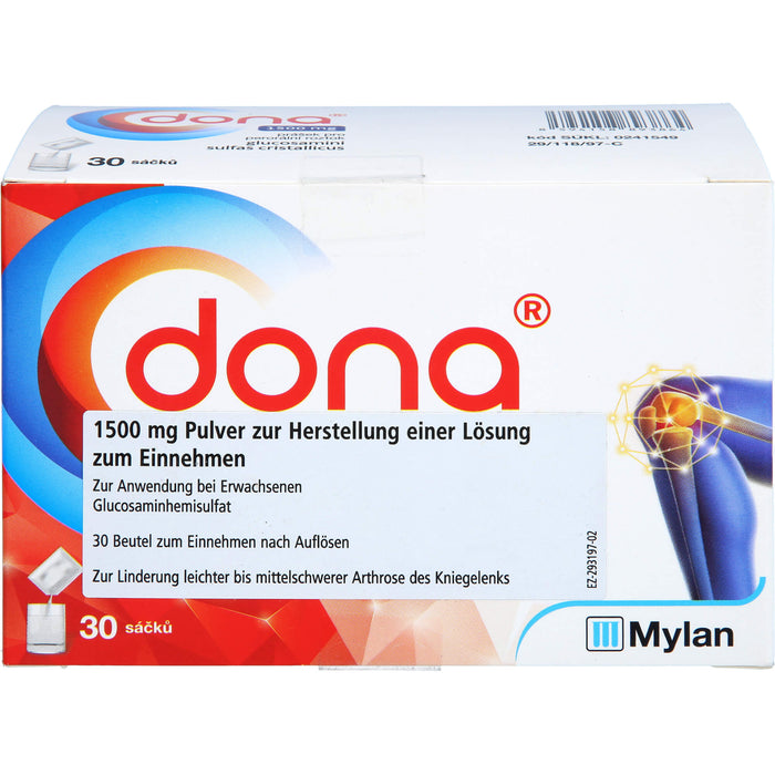 DONA 1500 mg Eurim Pulver zur Linderung leichter bis mittelschwerer Arthrose des Kniegelenks, 30 pcs. Sachets