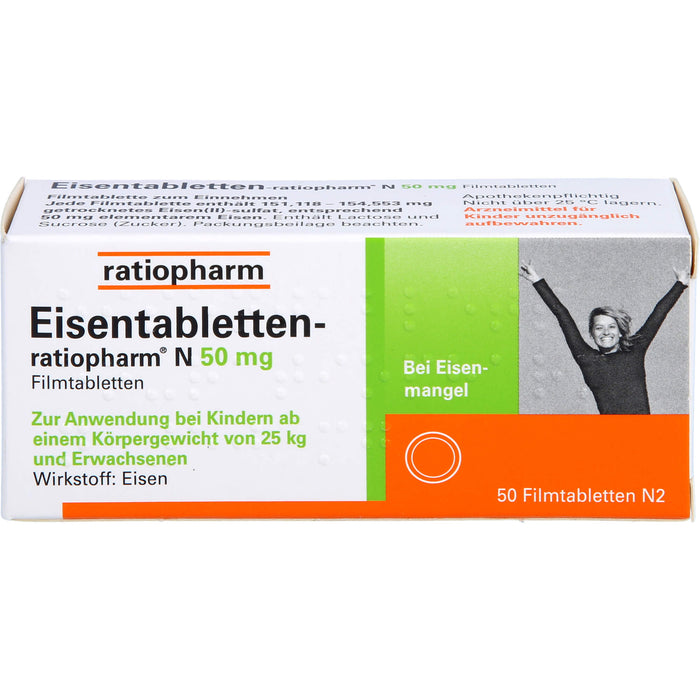 Eisentabletten-ratiopharm N 50 mg Filmtabletten, 50 pcs. Tablets