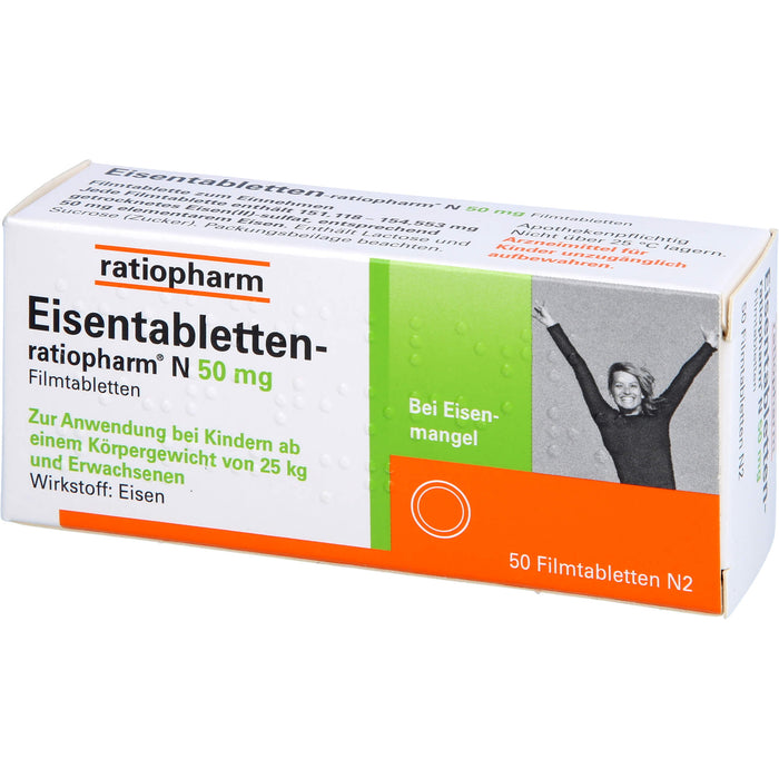 Eisentabletten-ratiopharm N 50 mg Filmtabletten, 50 pc Tablettes