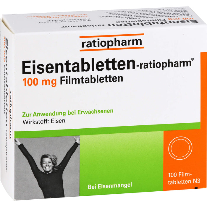 Eisentabletten-ratiopharm 100 mg Filmtabletten, 100 St. Tabletten