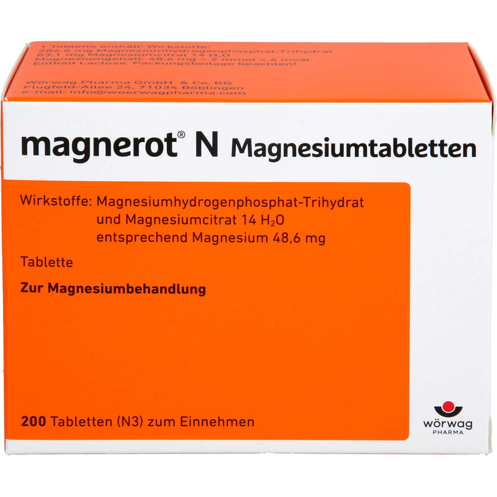 magnerot N Magnesiumtabletten zur Magnesiumbehandlung, 200 pc Tablettes