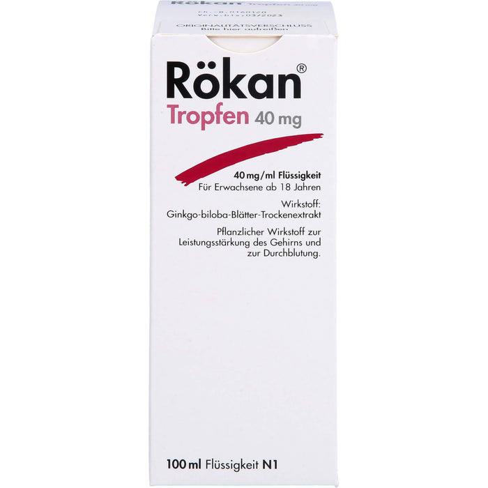 Rökan 40 mg Tropfen zur Leistungsstärkung des Gehirns und zur Durchblutung, 100 ml Lösung