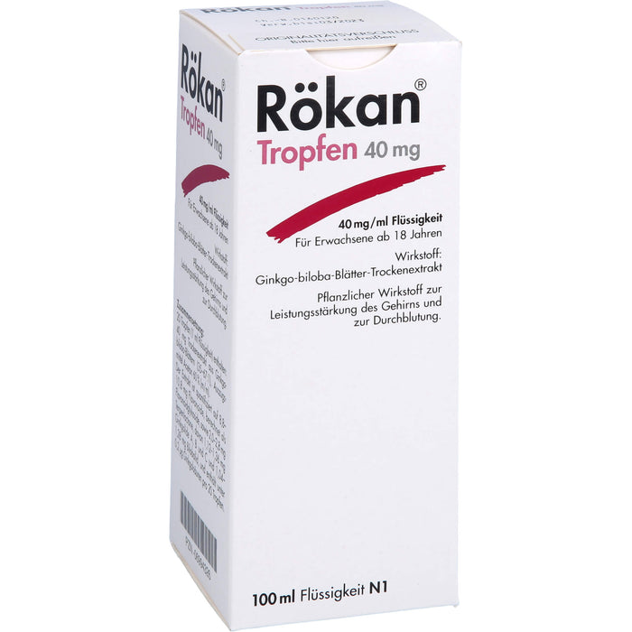 Rökan 40 mg Tropfen zur Leistungsstärkung des Gehirns und zur Durchblutung, 100 ml Lösung