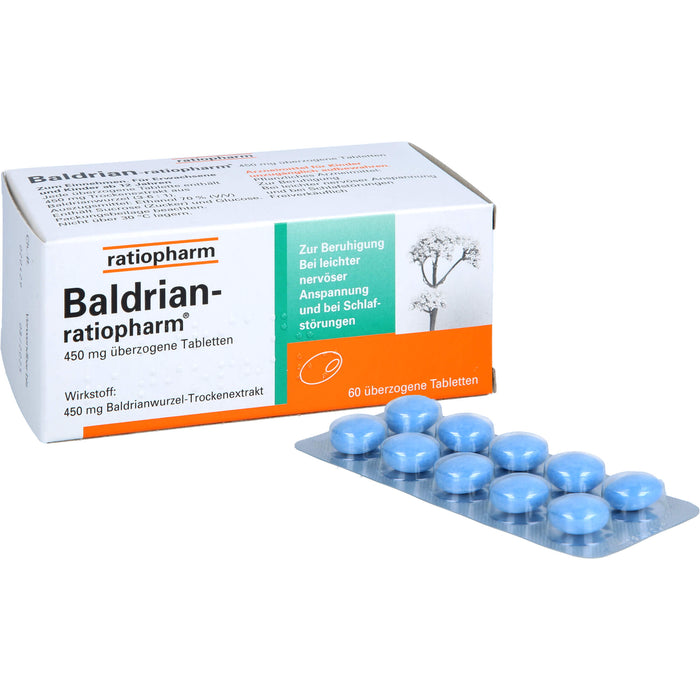 Baldrian-ratiopharm überzogene Tabletten zur Beruhigung, 60 St. Tabletten