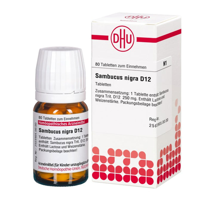 Sambucus nigra D12 DHU Tabletten, 80 St. Tabletten