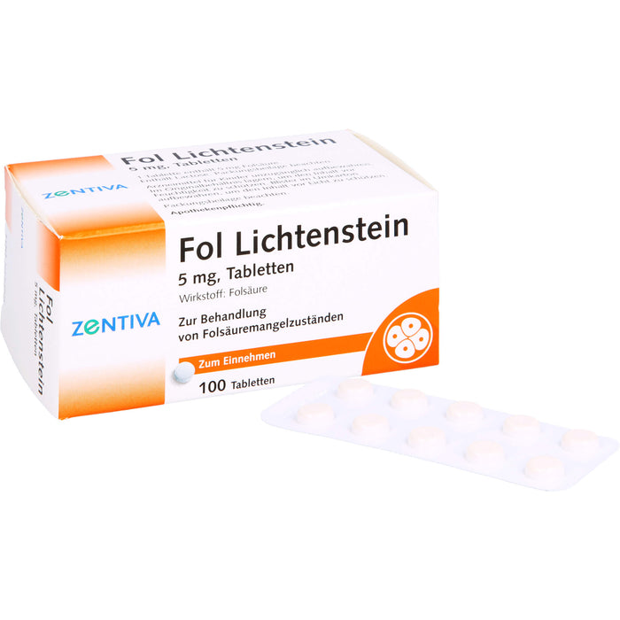 Fol Lichtenstein 5 mg Tabletten bei Folsäuremangelzuständen, 100 pcs. Tablets