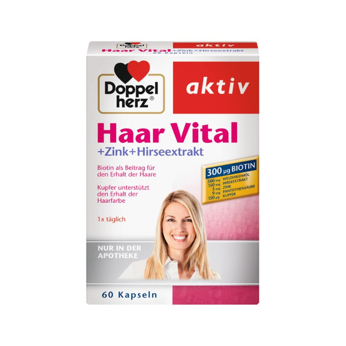 Doppelherz Haar Vital + Zink + Hirseextrakt Kapseln, 60 pc Capsules