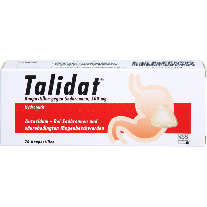 Talidat Kaupastillen gegen Sodbrennen, 500 mg, 20 St PAS