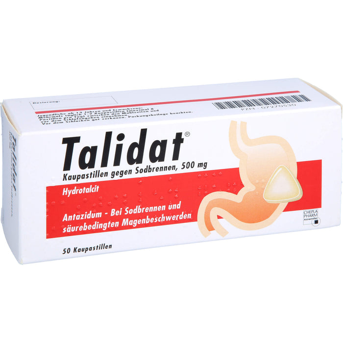 Talidat Kaupastillen gegen Sodbrennen, 500 mg, 50 St PAS