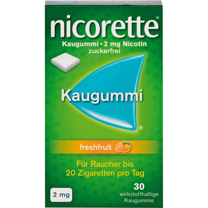 Nicorette 2 mg Freshfruit Gerke Kaugummi, 30 pc Gomme à mâcher