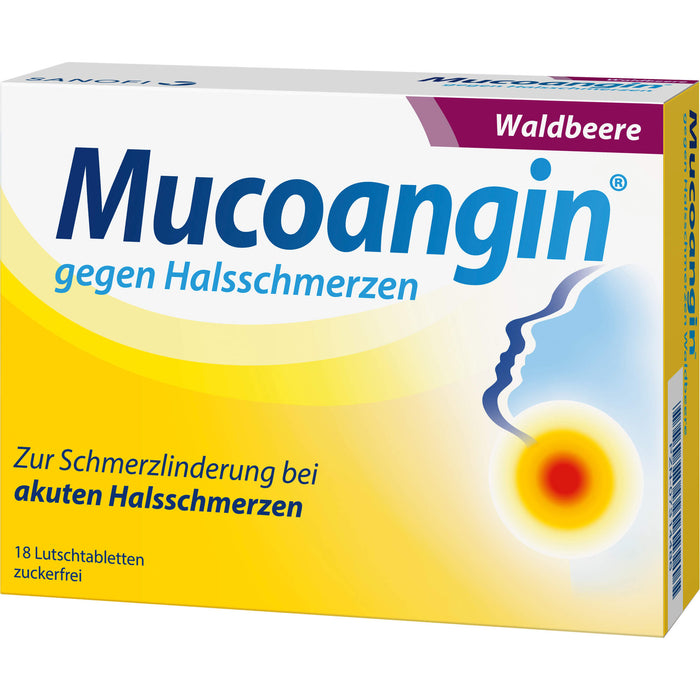 Mucoangin Waldbeere Lutschtabletten gegen Halsschmerzen, 18 St. Tabletten